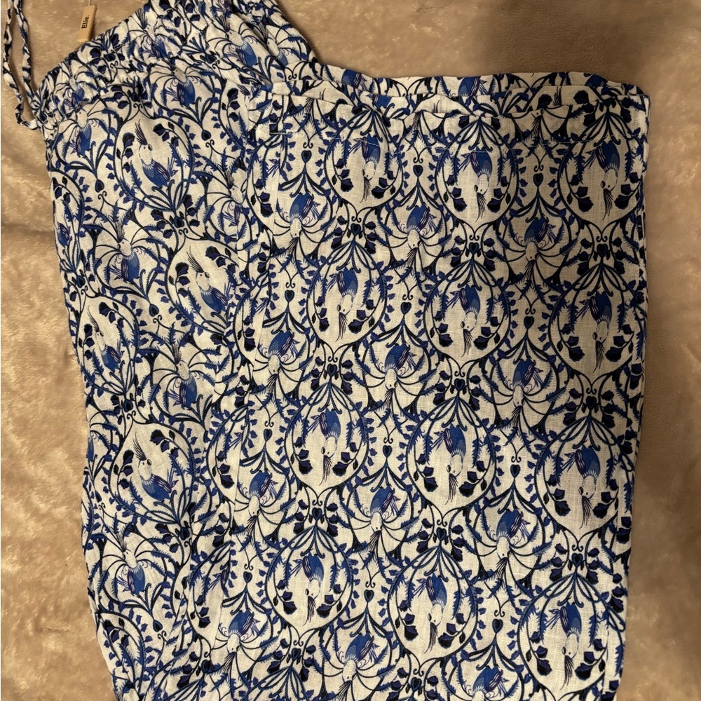 Elie Tahari Blue and White Floral Linen Pants - Picture 3 of 6